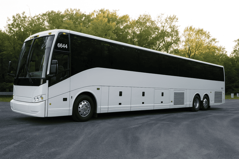exterior of Charter Bus Rental Fargo coach bus